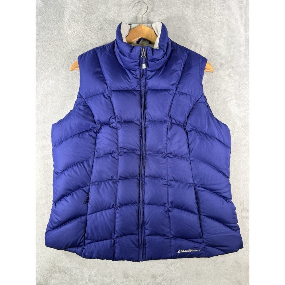 Eddie Bauer Vest Womens XL Purple EB650 Down Insulated Puffer Full Zip Quilted
